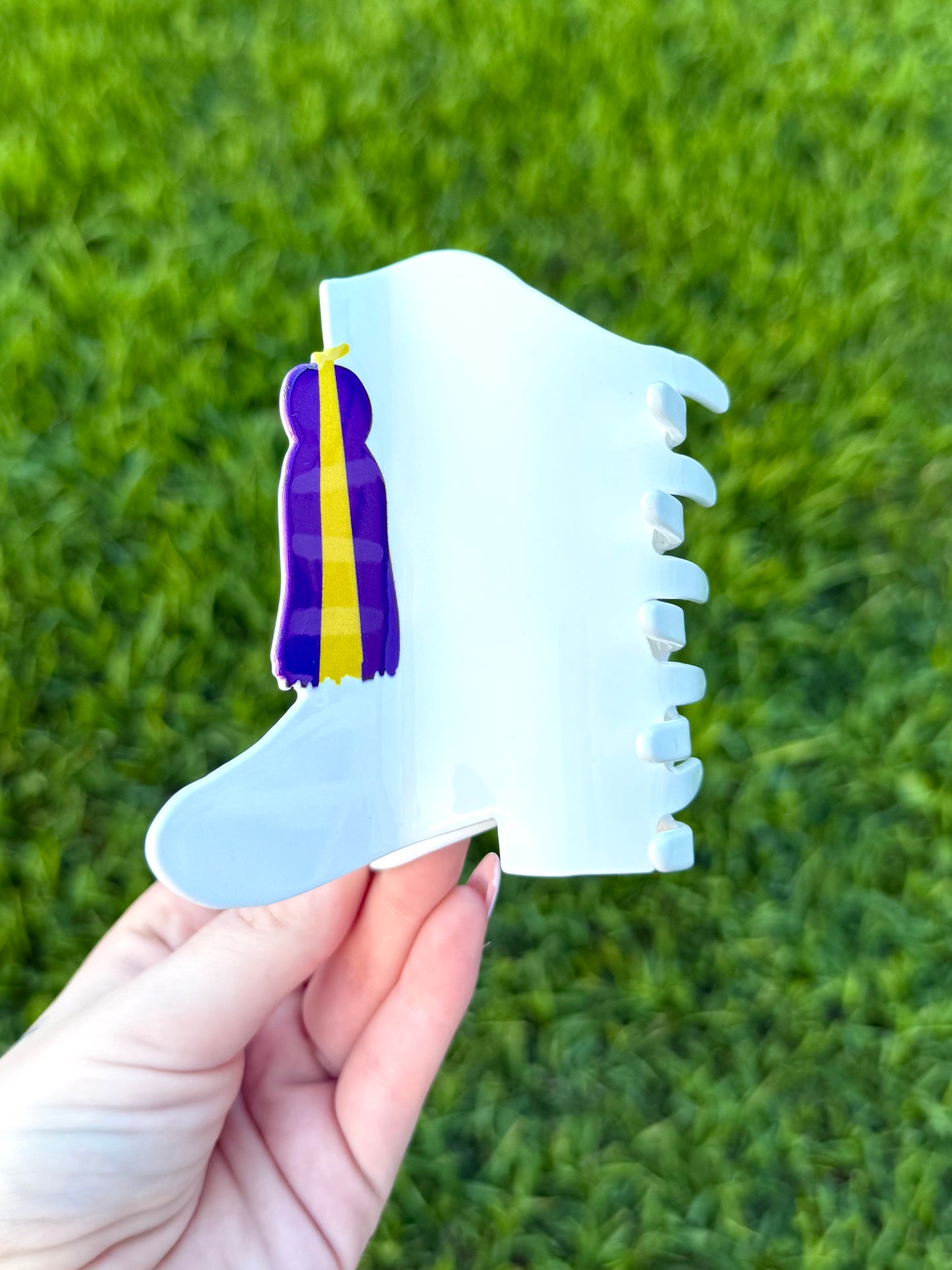 LSU White Boot Claw Clip