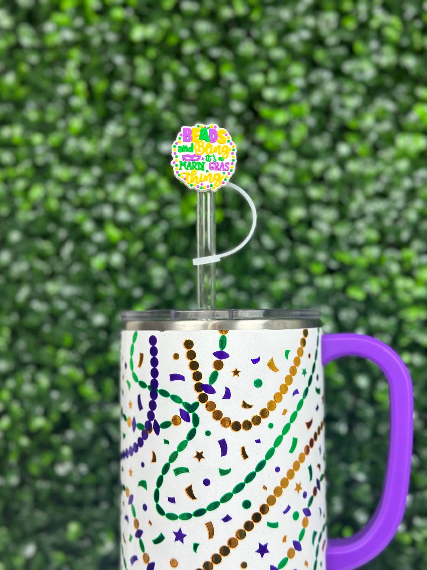 Beads and Bling it’s a Mardi Gras Thing Straw Topper