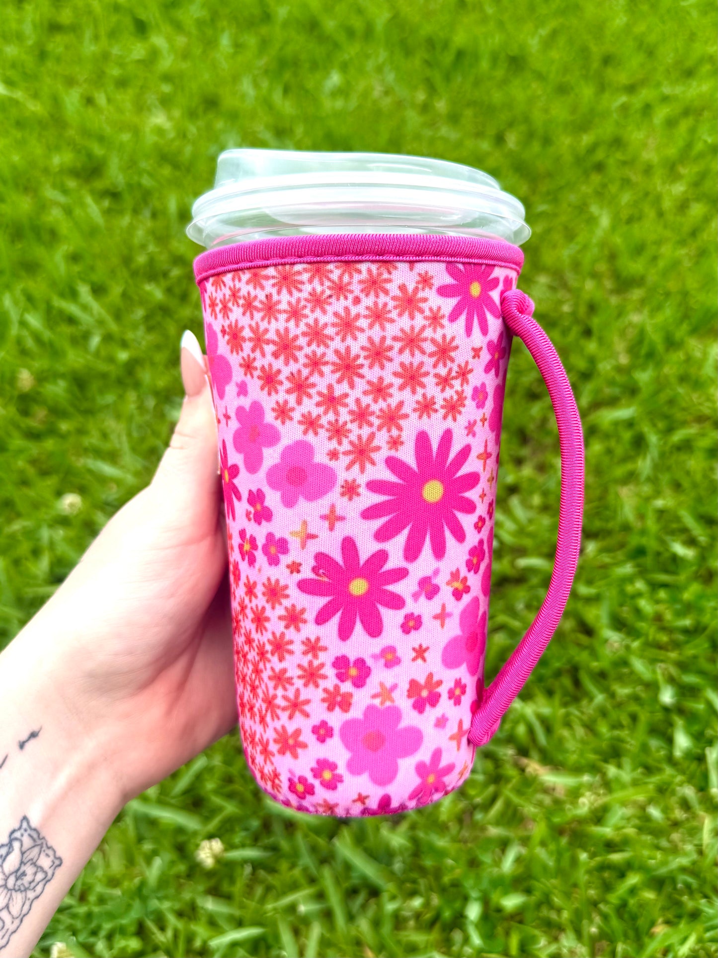 Pink & Orange Floral Large W Handle