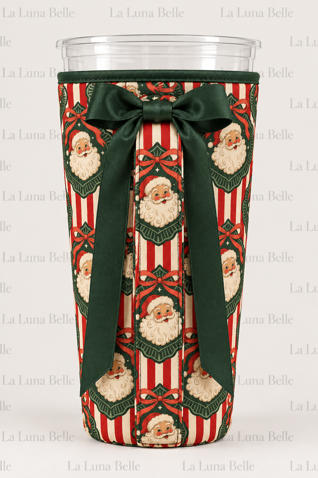 Pre Order: Striped Santa Large Cup Sleeve