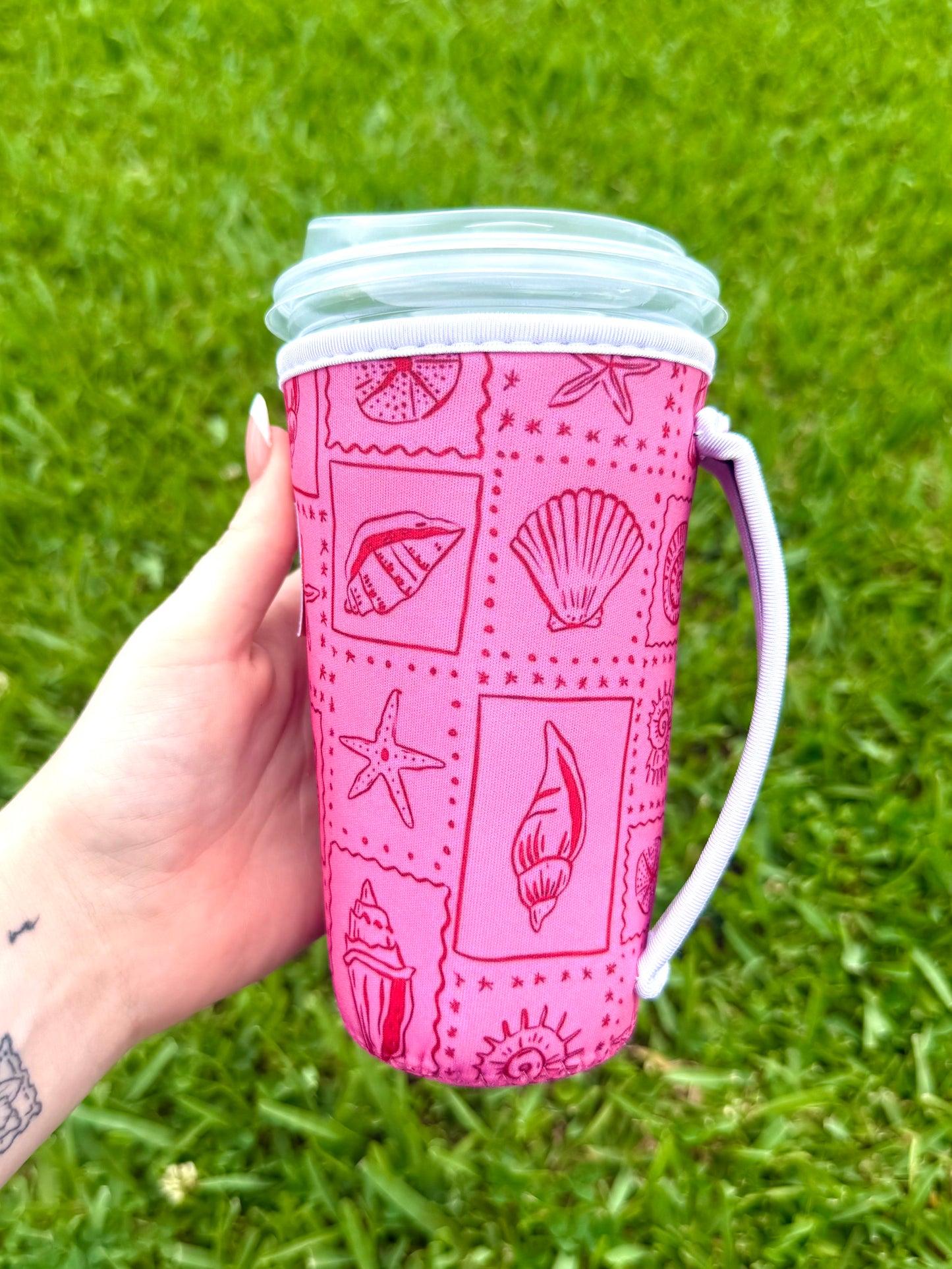 Pink Shell Patchwork Large W Handle