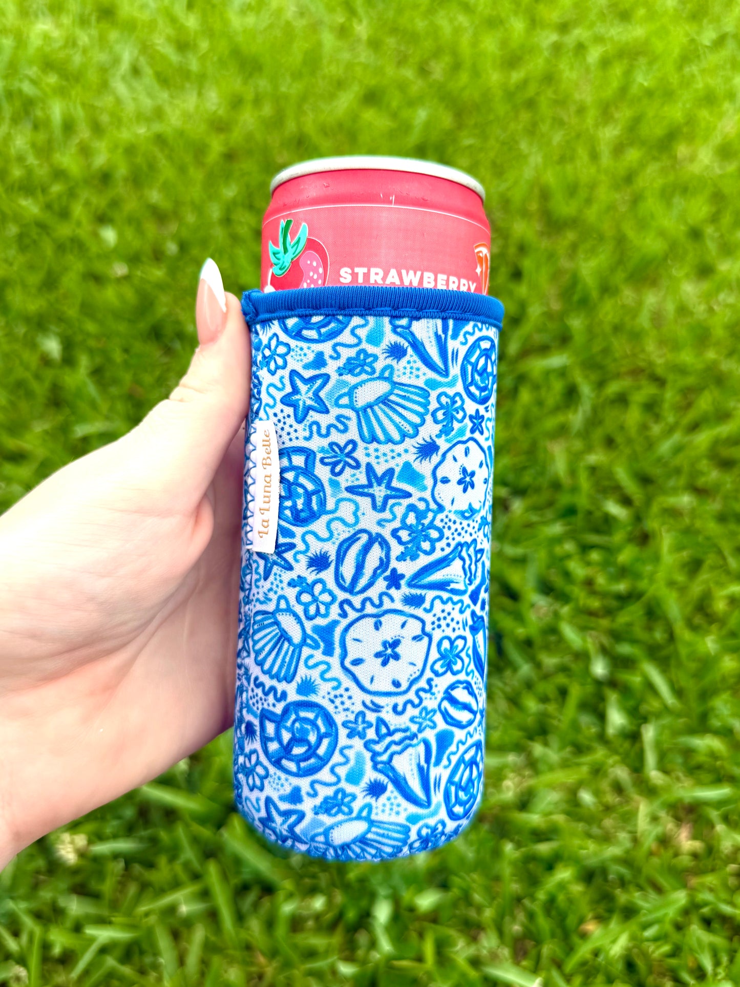 Blue Seashell Slim Can