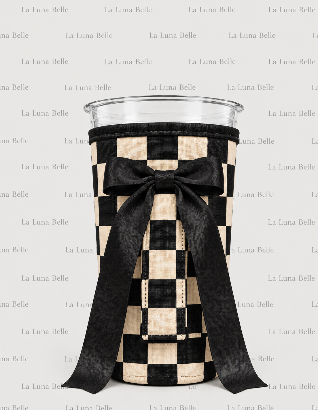 Pre Order: Tan & Black Checker Large Cup Sleeve