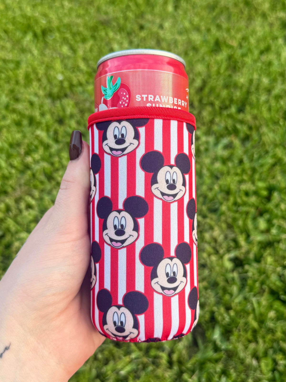 Disney Mickey Red Stripe Slim Can Sleeve