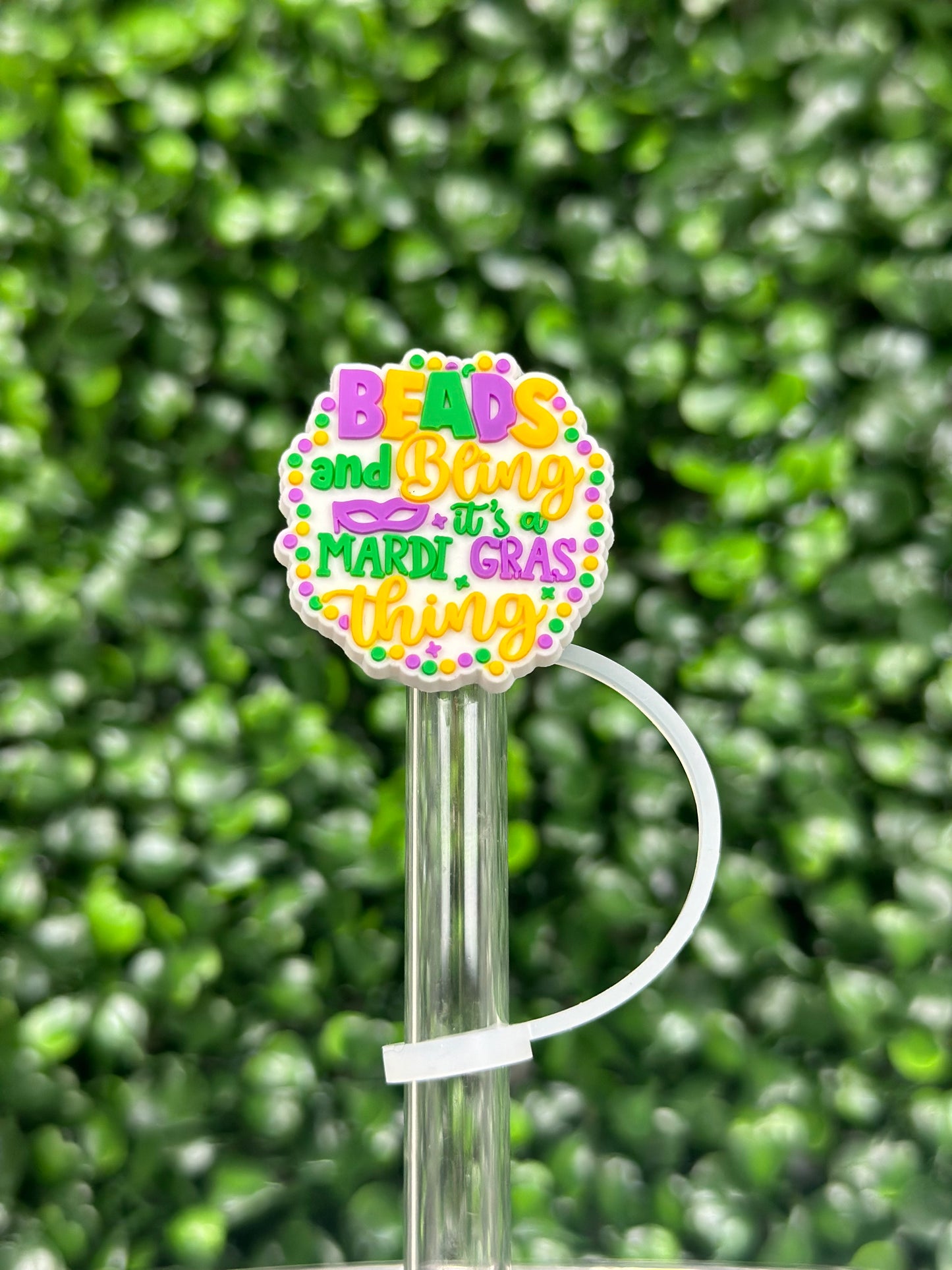 Beads and Bling it’s a Mardi Gras Thing Straw Topper