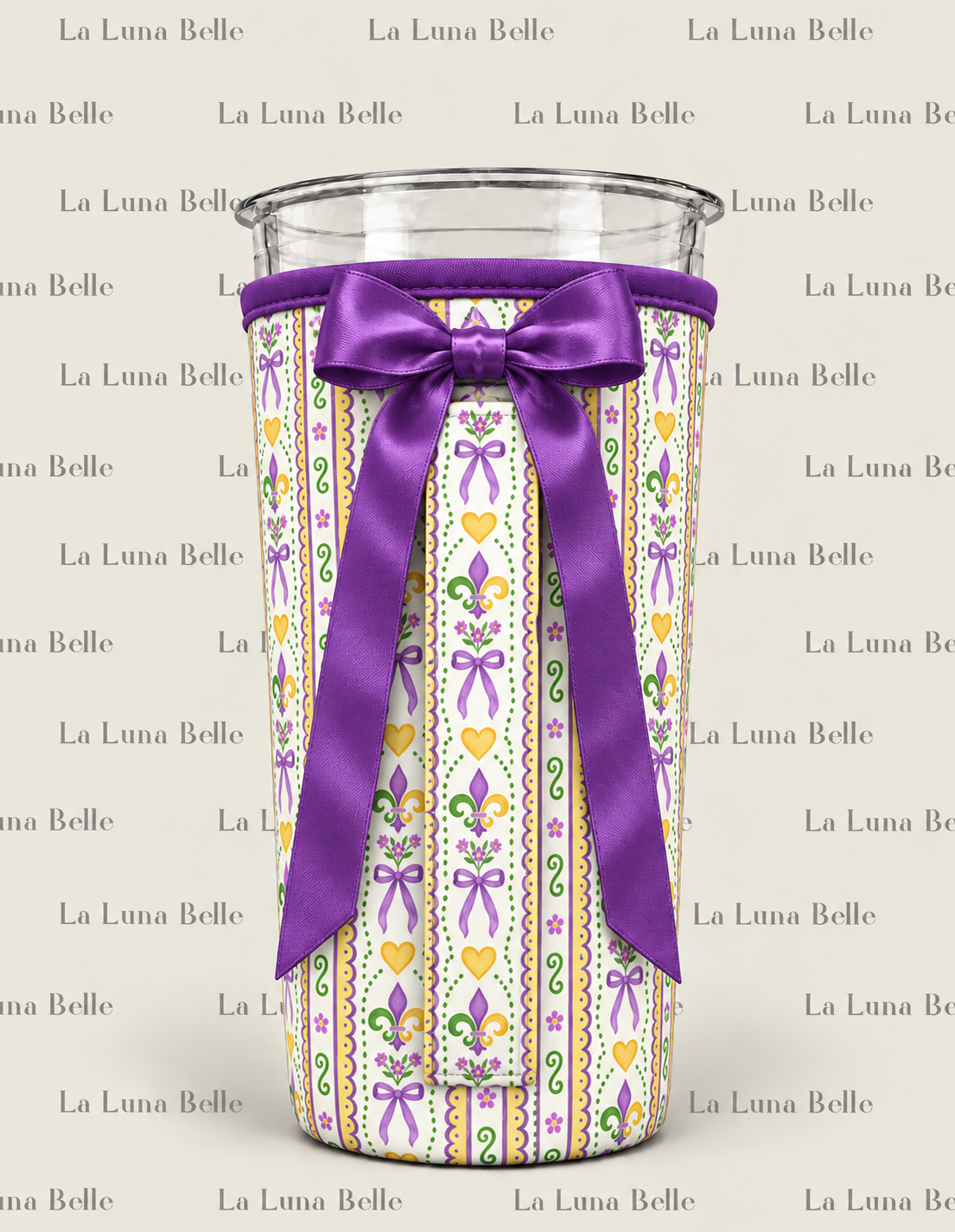 Pre Order: Mardi Gras Stripe Large Cup Sleeve