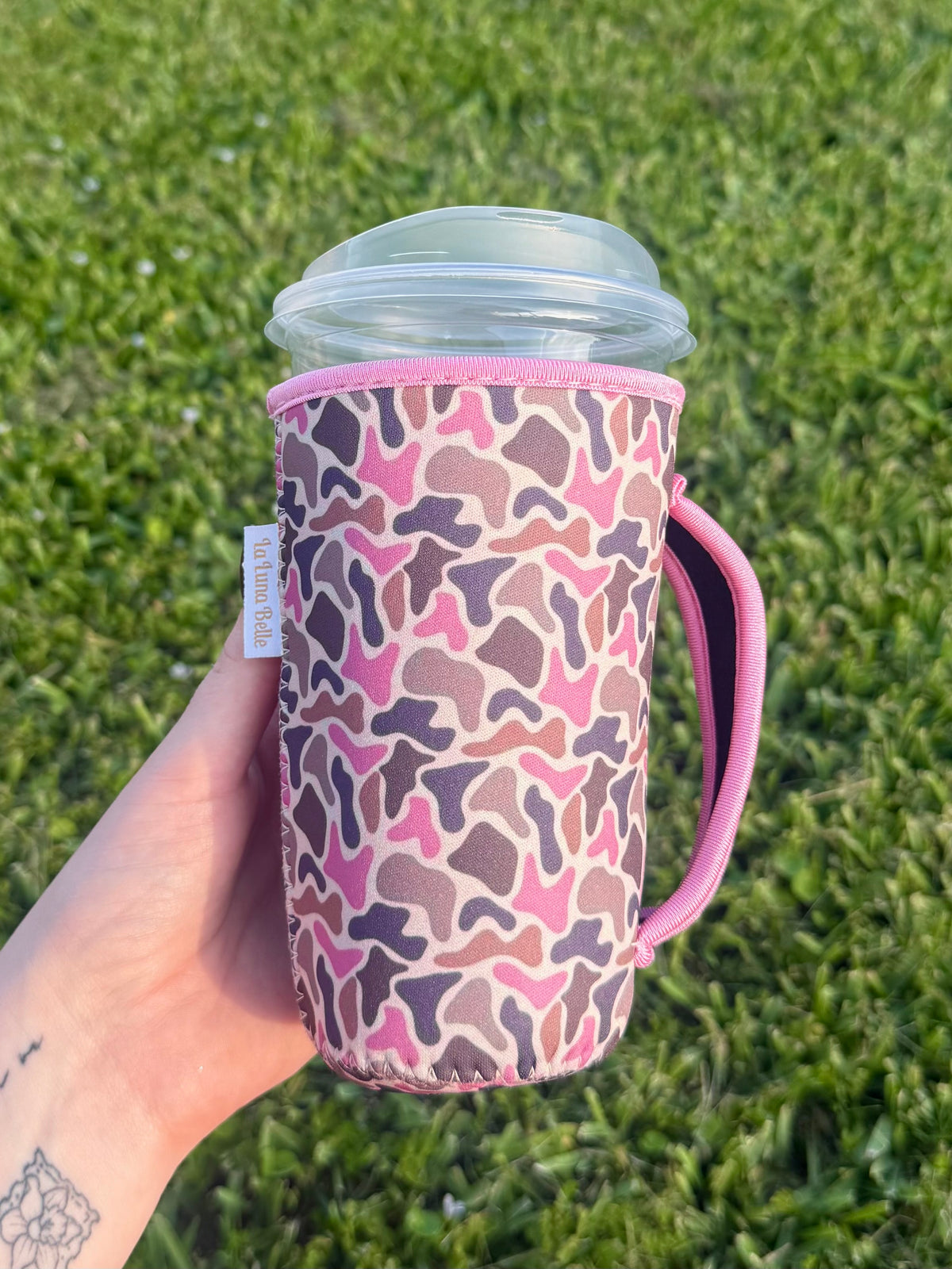 Pink Camo Large Cup Sleeve With Handle