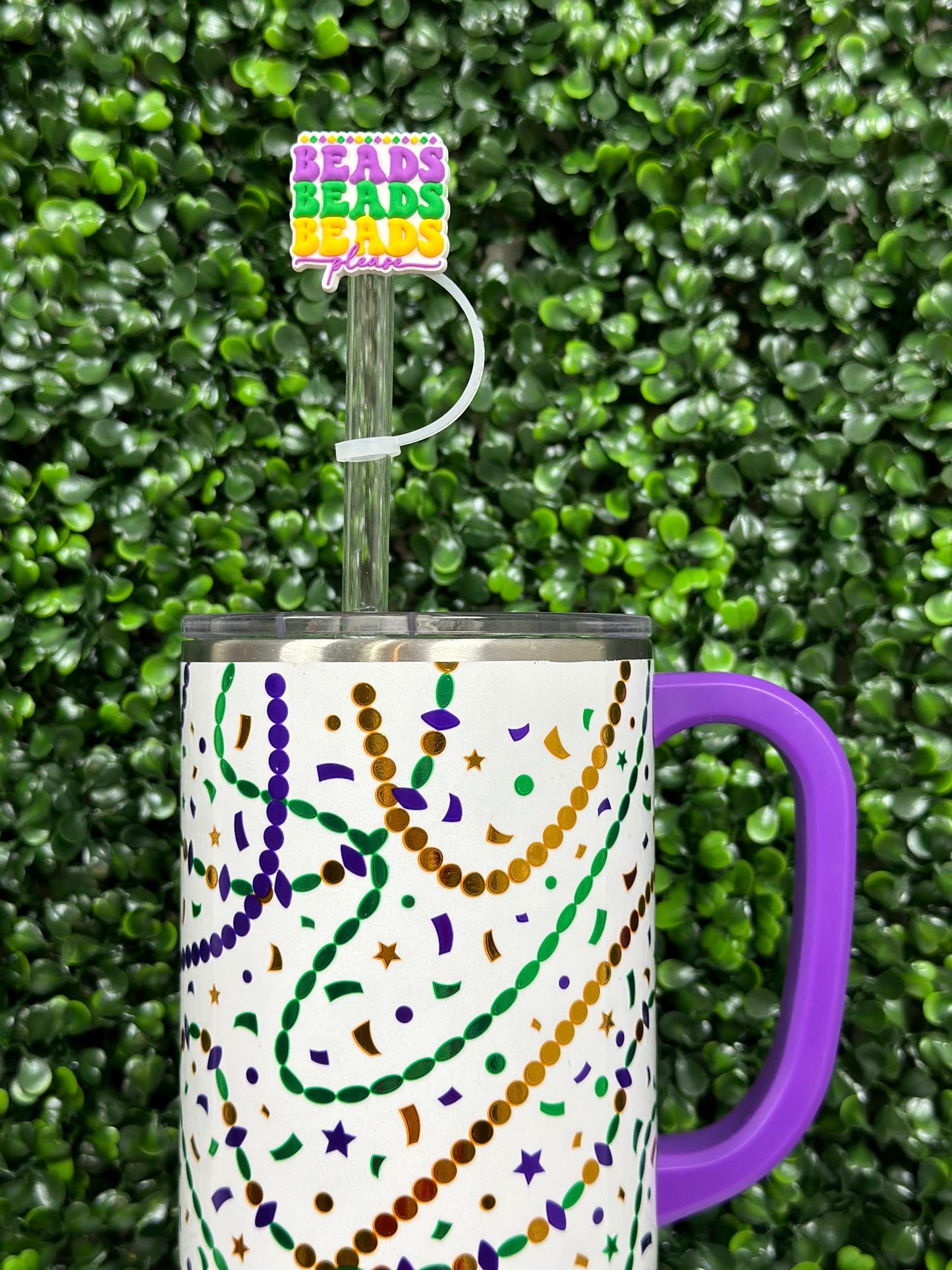 Beads Please Mardi Gras Straw Topper