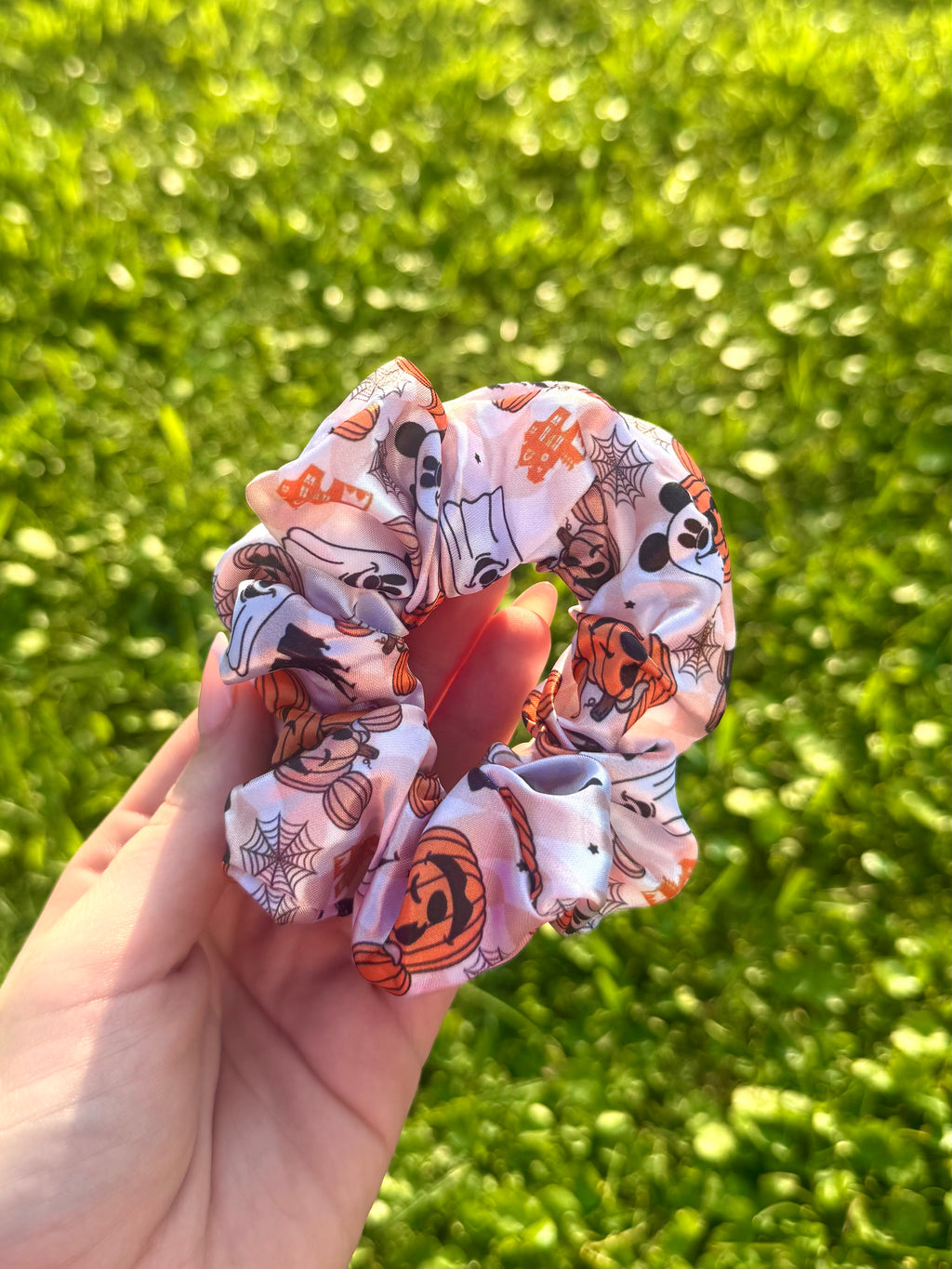 Disney Mickey, Pumpkin, & Ghost Satin Scrunchie