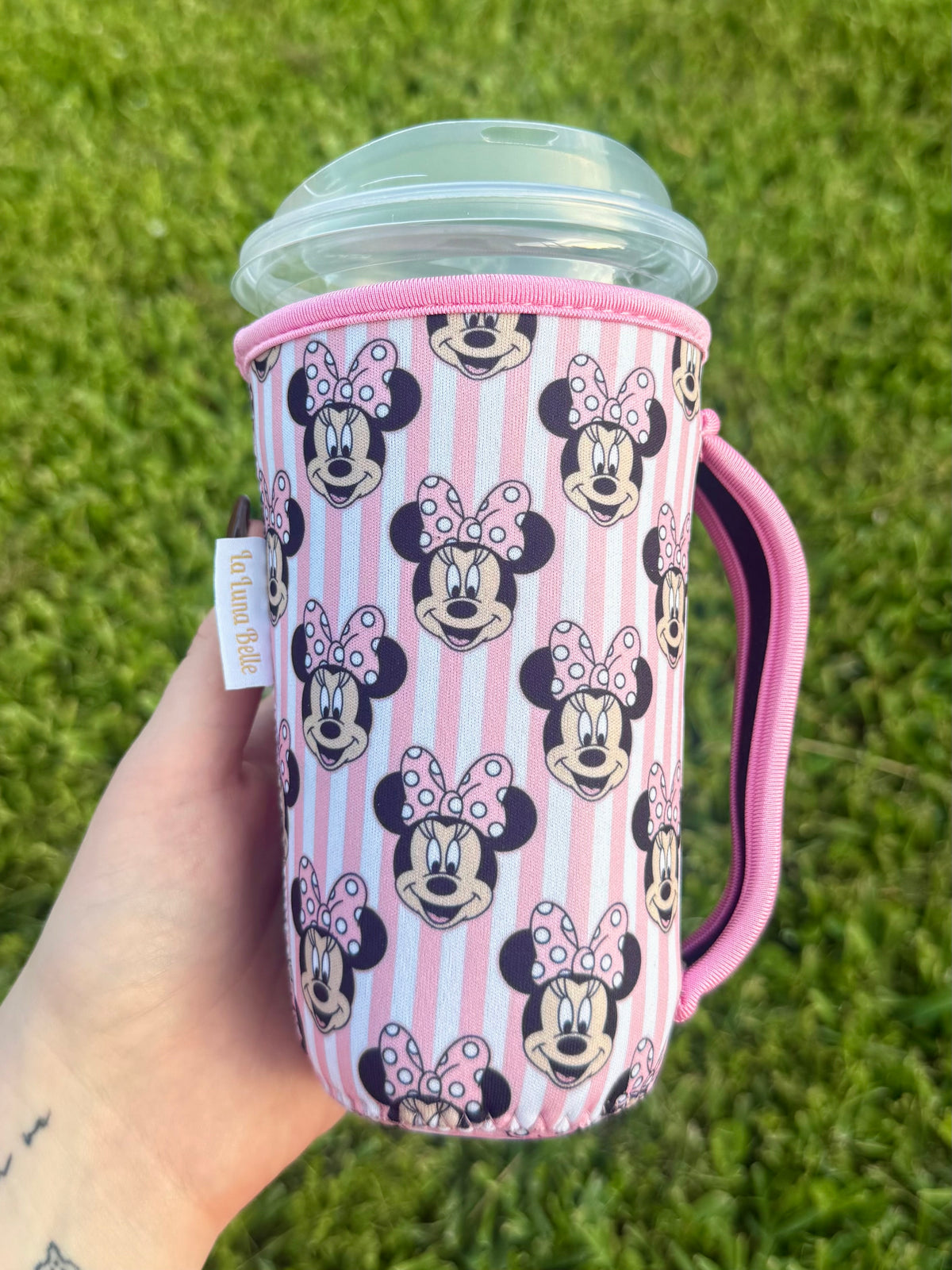 Disney Minnie Stripe Large Cup Sleeve With Handle