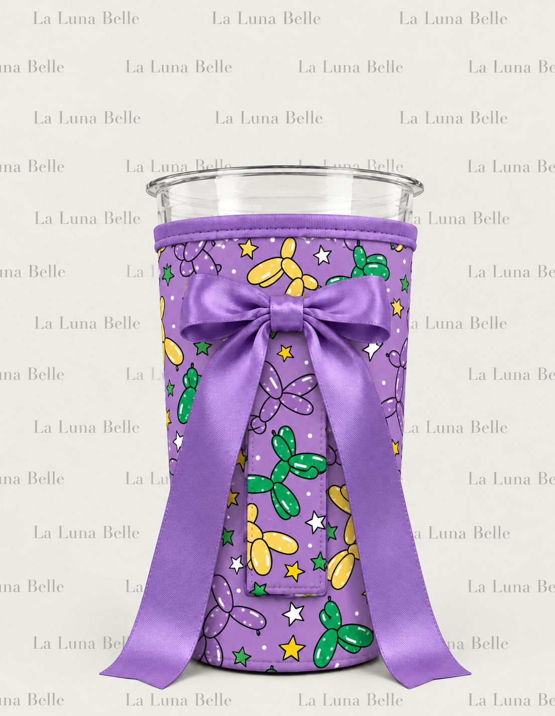 Pre Order: Mardi Gras Bead Dog Large Cup Sleeve