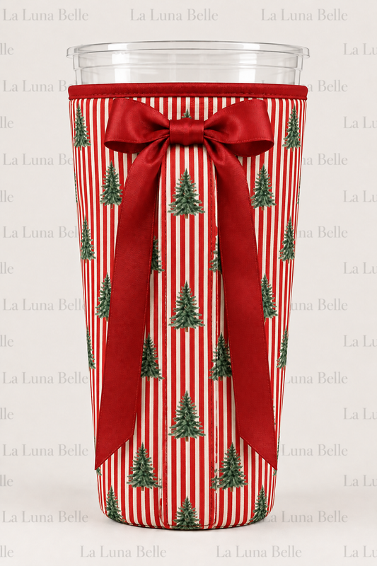 Pre Order: Striped Christmas Tree Large Cup Sleeve