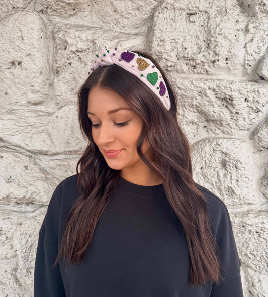Mardi Gras Heart Headband
