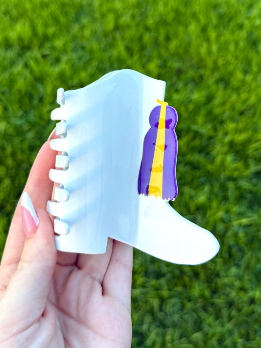 LSU White Boot Claw Clip