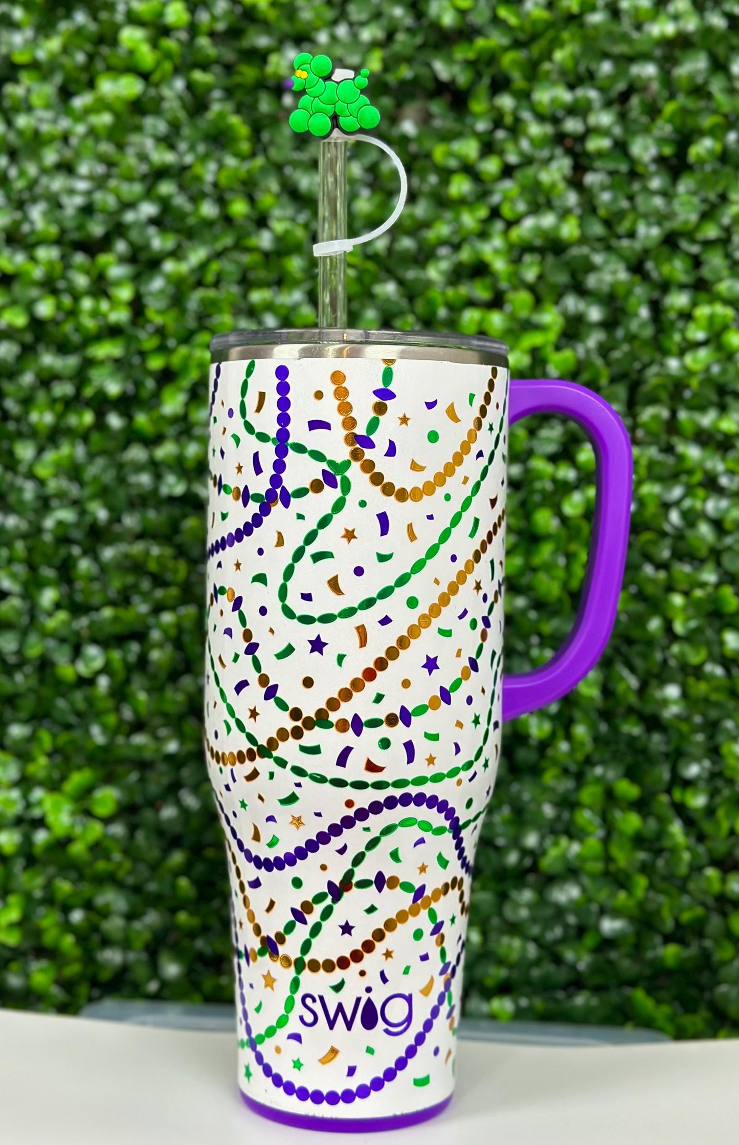 Green Bead Dog Straw Topper