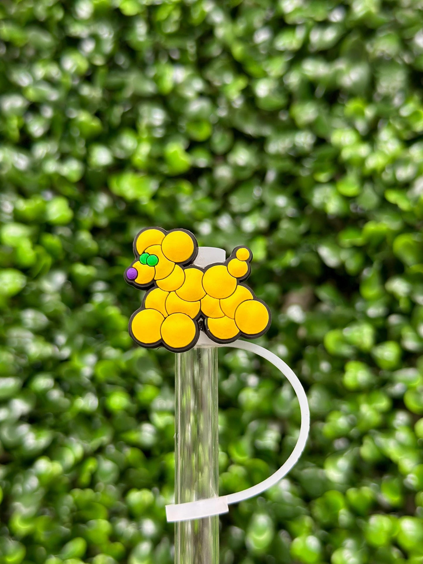 Yellow Bead Dog Straw Topper