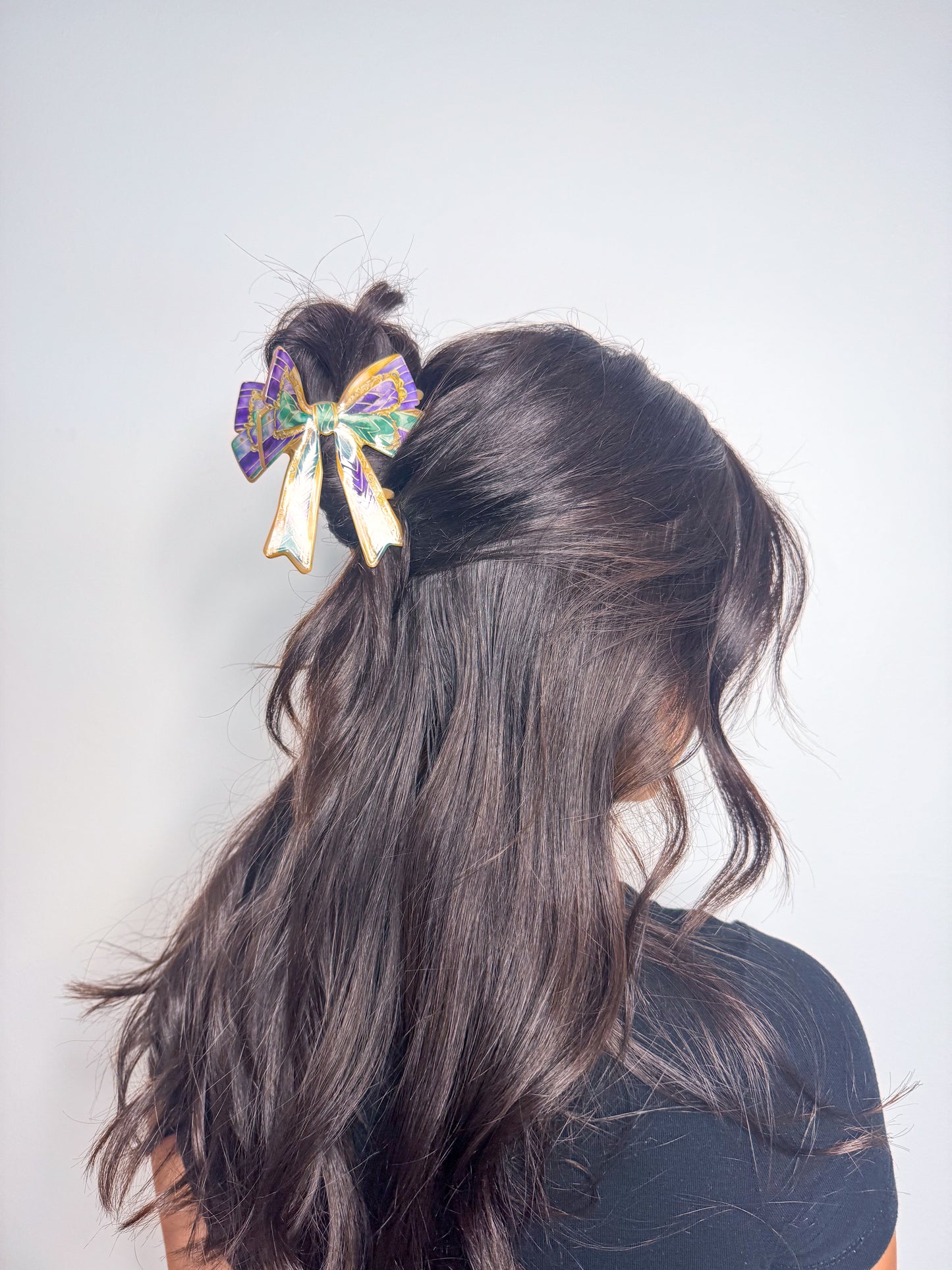 Mardi Gras Bow Claw Clip