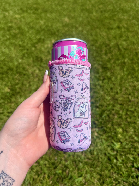 Disney Halloween Pink & White Ghost Slim Can Cup Sleeve