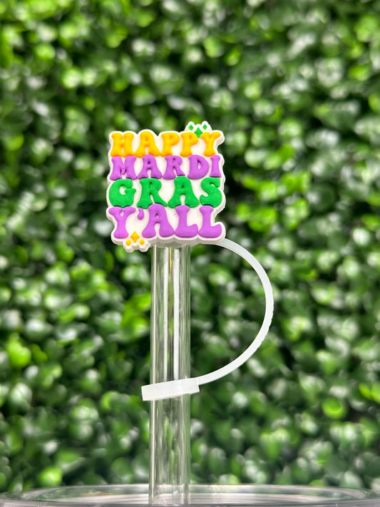 Happy Mardi Gras Y’all Mardi Gras Straw Topper