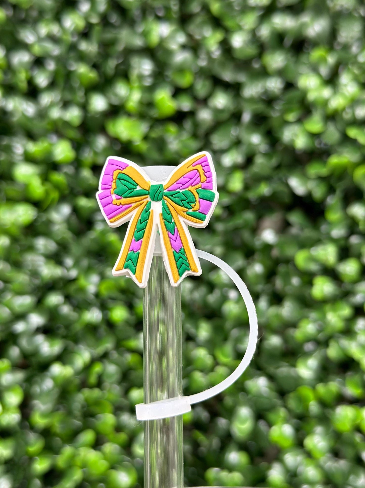 Mardi Gras Bow Straw Topper