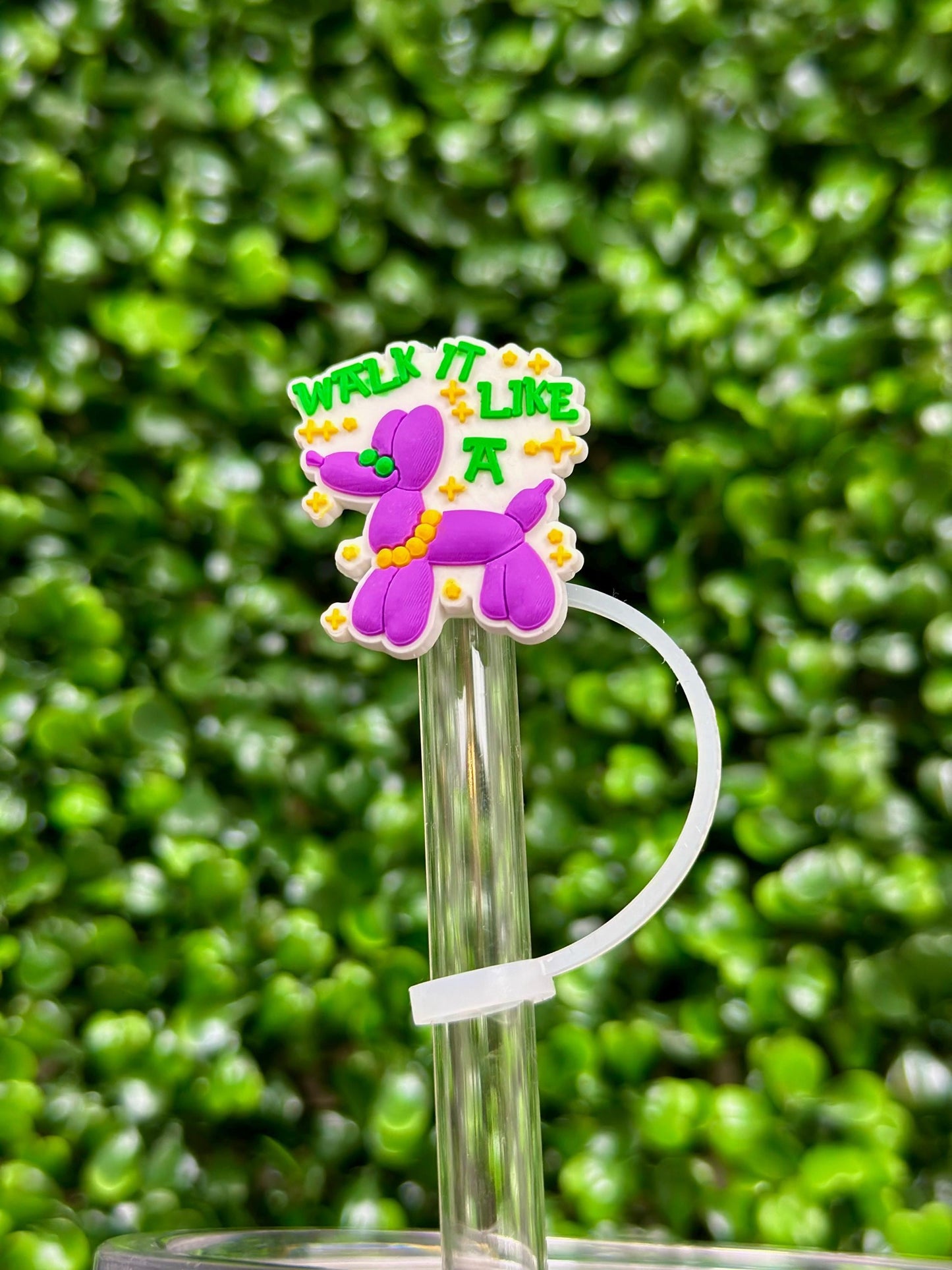 Walk It Like A Dog Mardi Gras Straw Topper