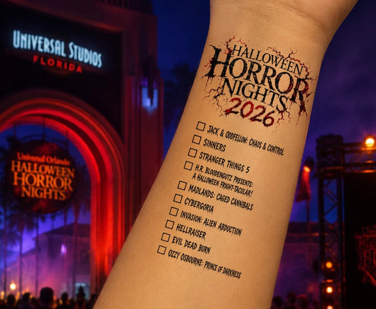 Halloween Horror Nights 2026 Checklist Temporary Tattoo