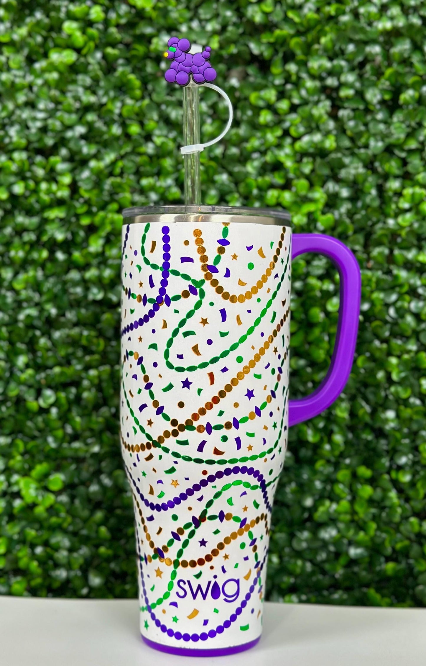 Purple Bead Dog Straw Topper