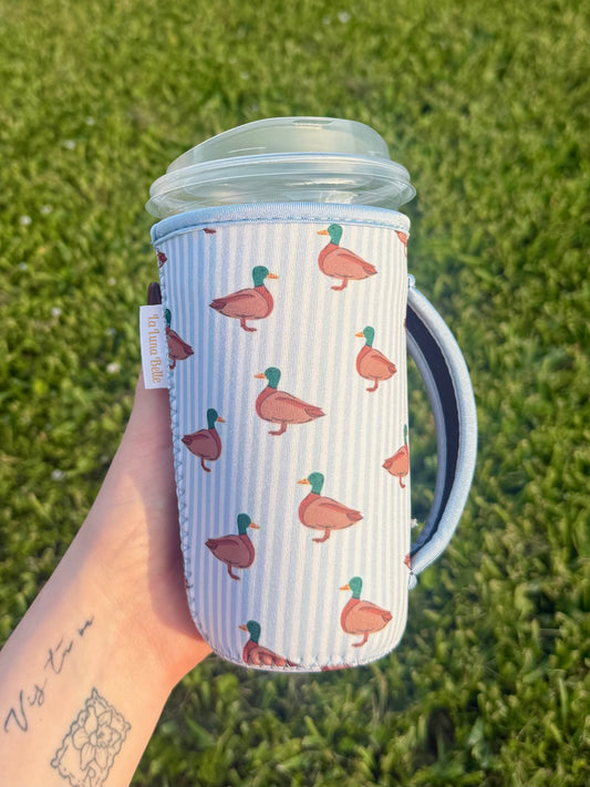 Striped Mallard Large Cup Sleeve With Handle