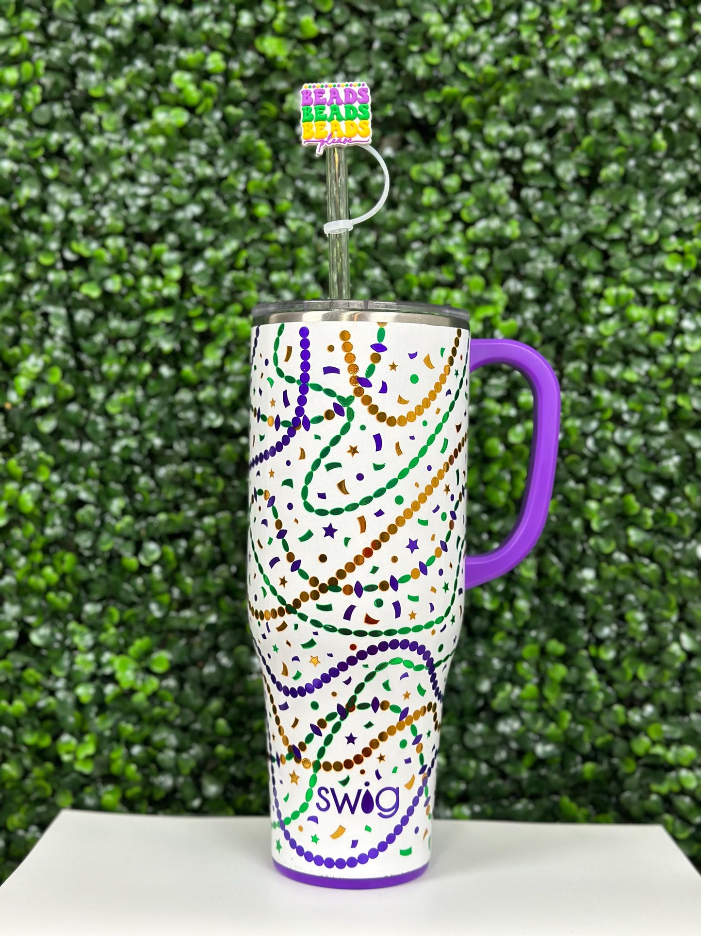 Yellow Bead Dog Straw Topper