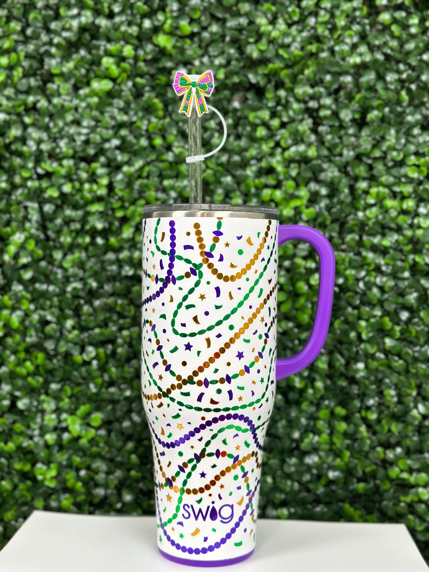 Mardi Gras Bow Straw Topper