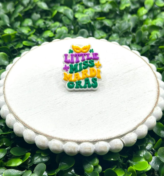 Little Miss Mardi Gras Croc Charm (Pre-Order ETA beginning of January)