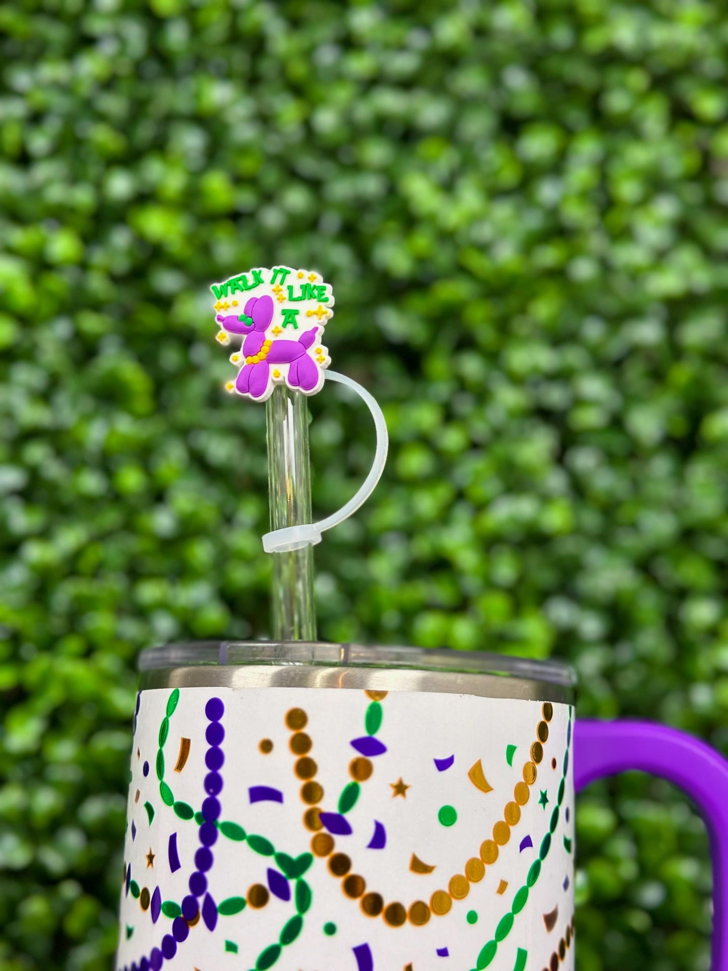 Walk It Like A Dog Mardi Gras Straw Topper