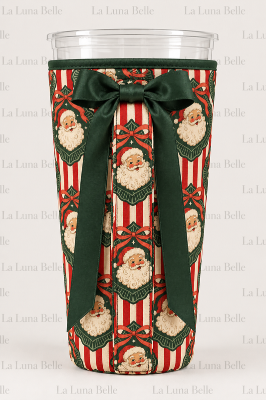 Pre Order: Striped Santa Large Cup Sleeve