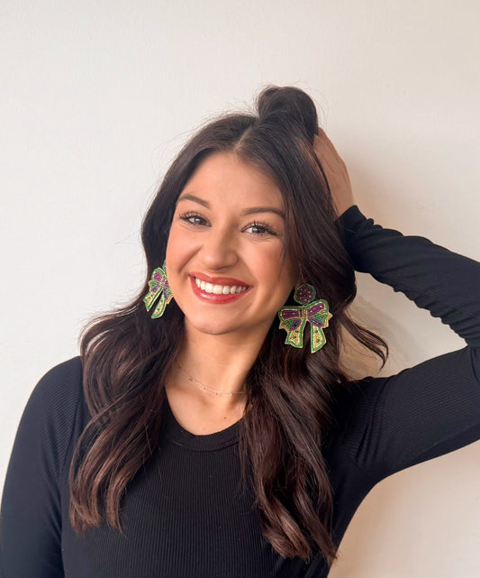 Mardi Gras Bow Earrings