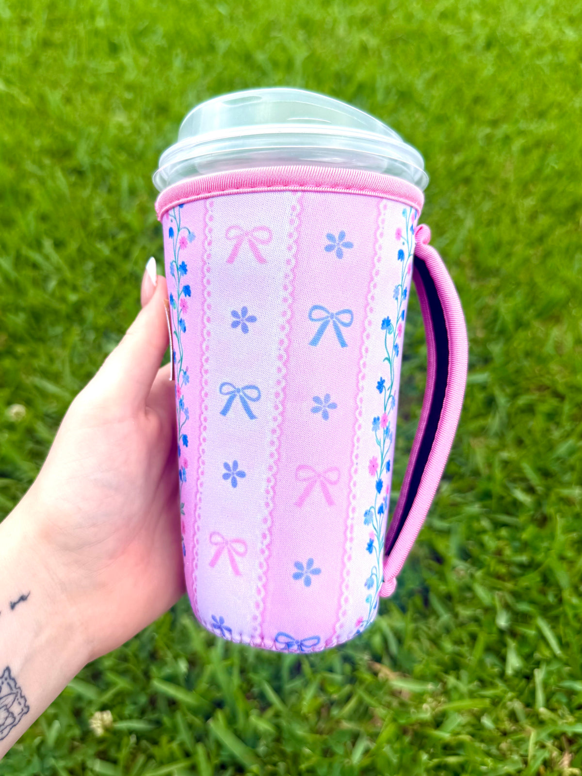 Pink Bow Floral Large Cup Sleeve