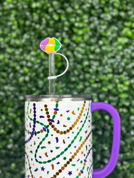 Mardi Gras Lips Straw Topper (Pre-Order ETA beginning of January)