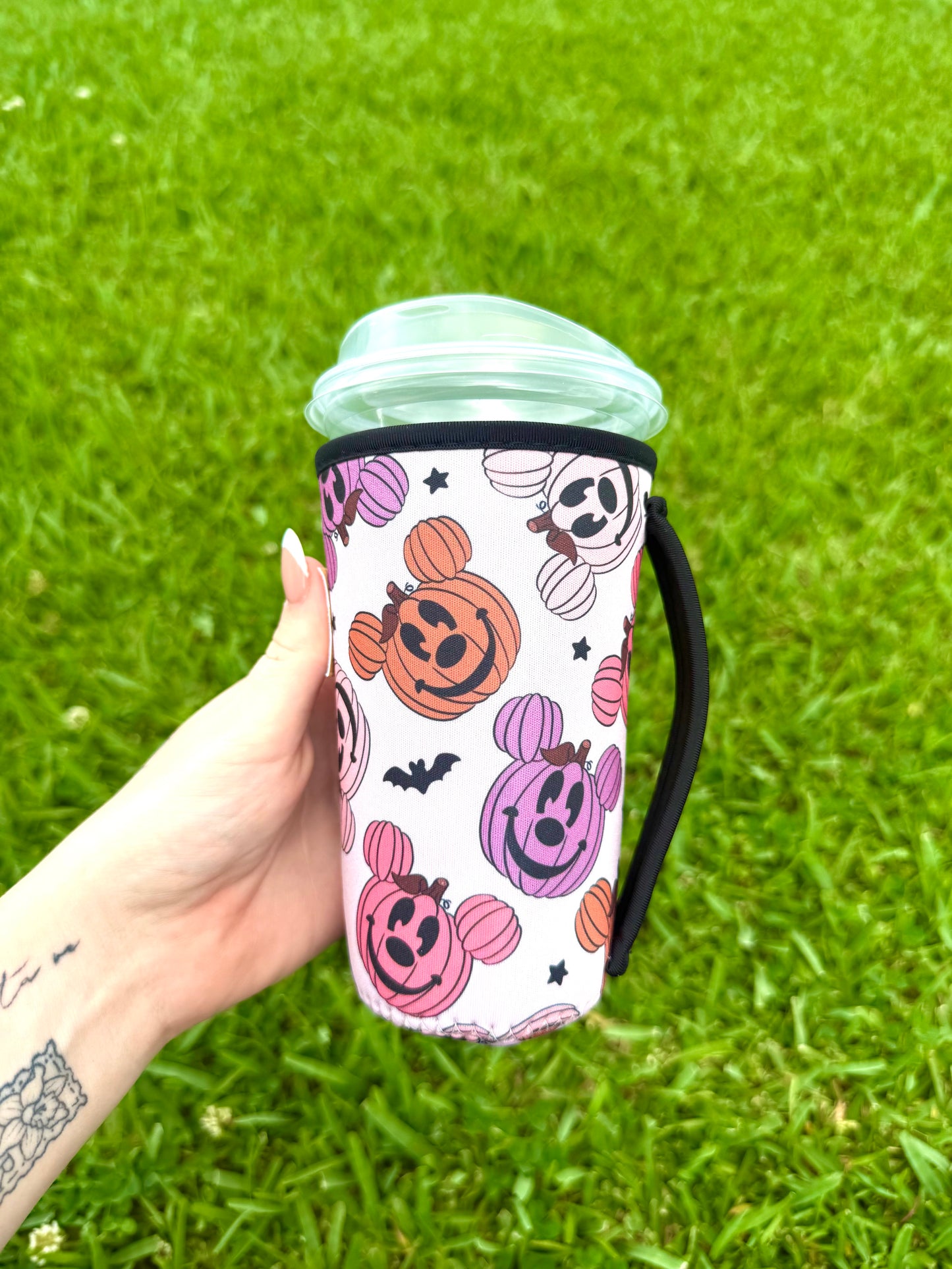 Disney Halloween Multi Pumpkin Large Cup Sleeve With Handle