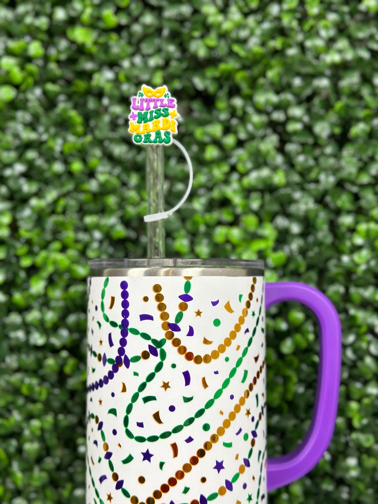 Little Miss Mardi Gras Straw Topper