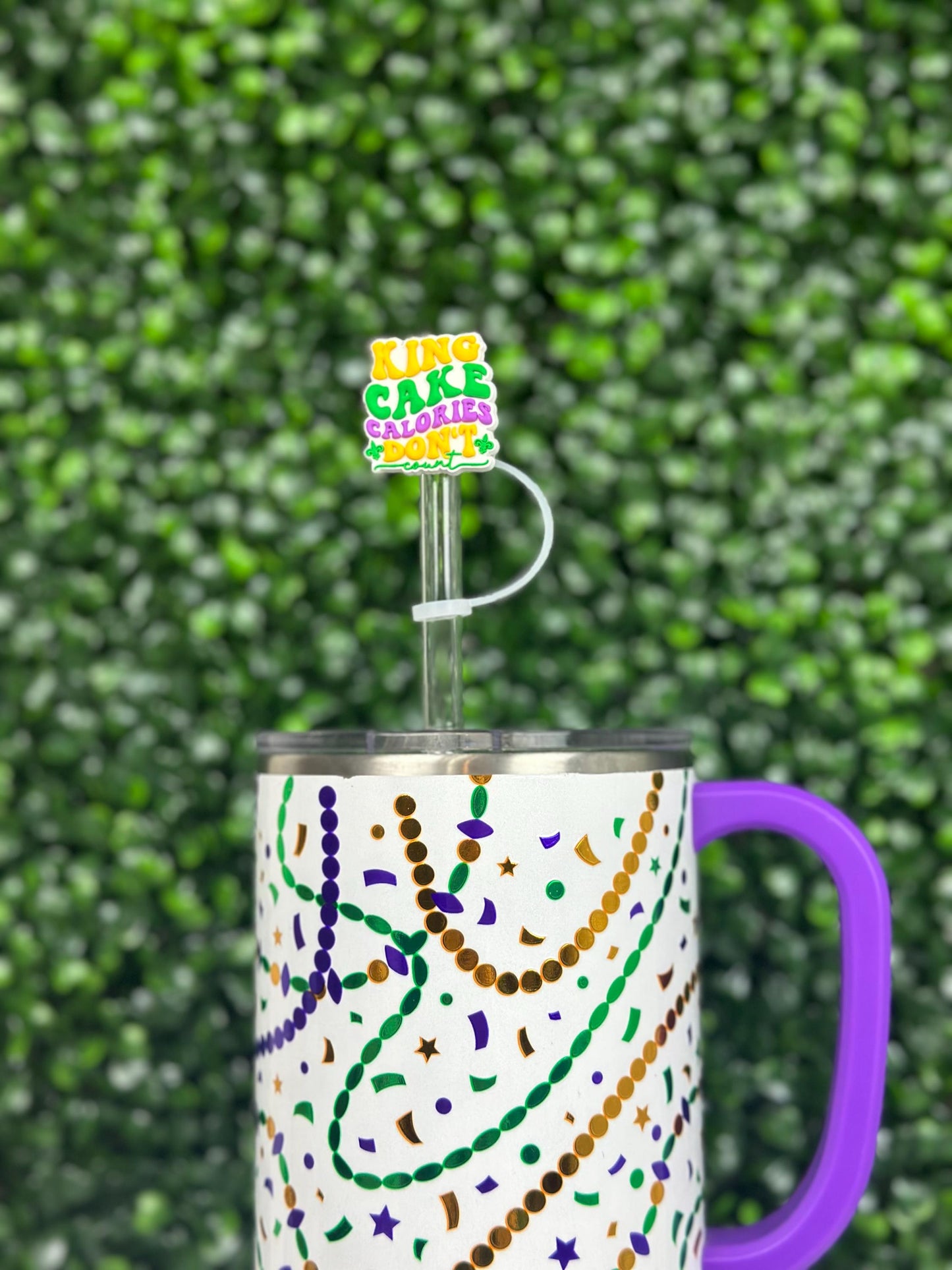 King Cake Calories Don’t Count Mardi Gras Straw Topper