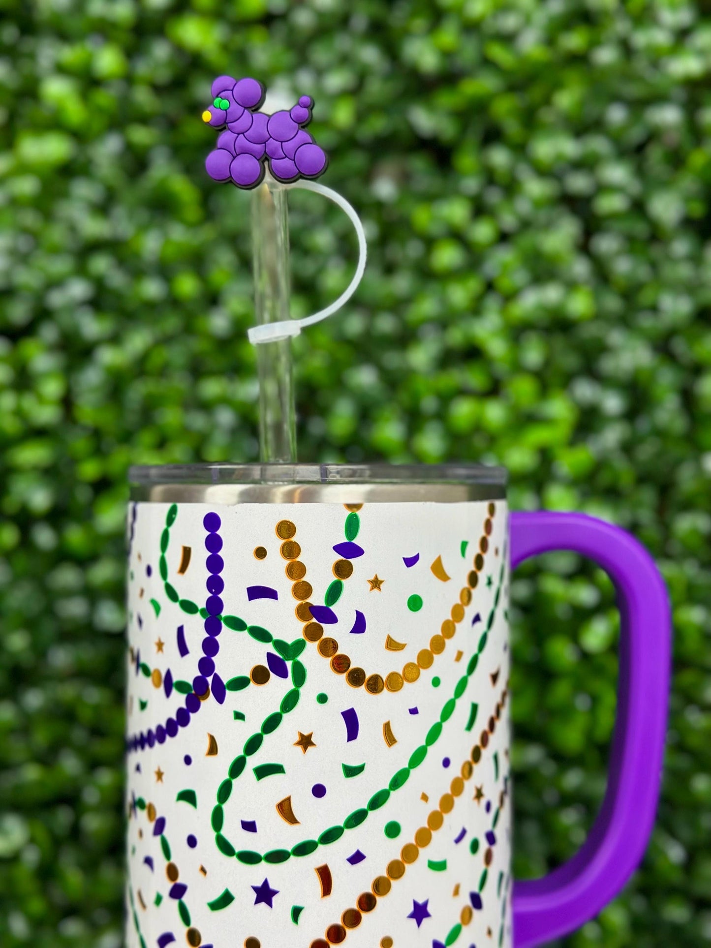 Purple Bead Dog Straw Topper