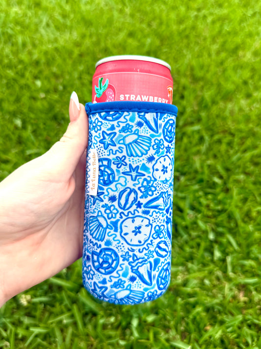 Blue Seashell Slim Can