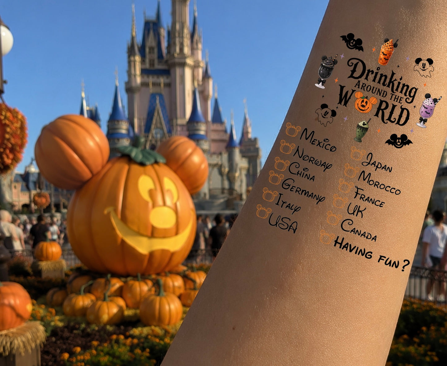 Halloween Drinking Around the World Checklist Tattoo