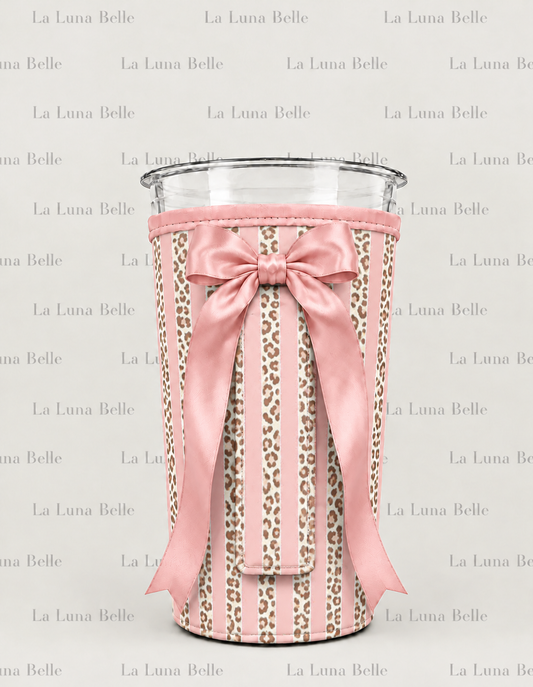 Pre Order: Pink Leopard Stripe Large Cup Sleeve