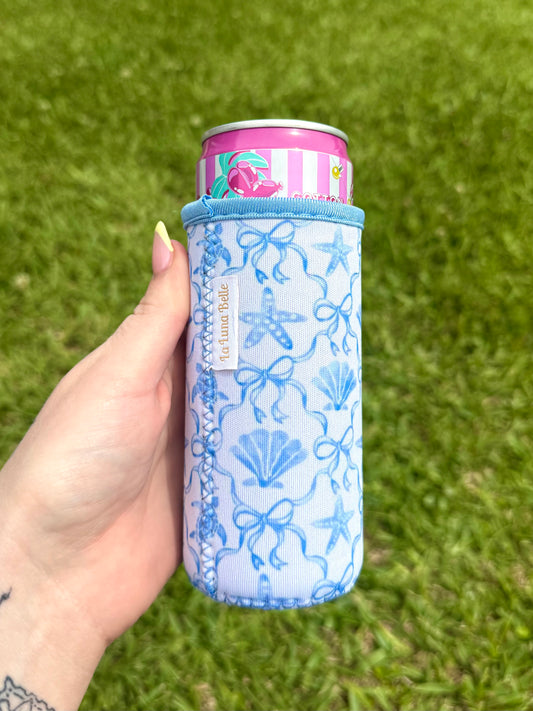 Blue Seashell Slim Can Sleeve