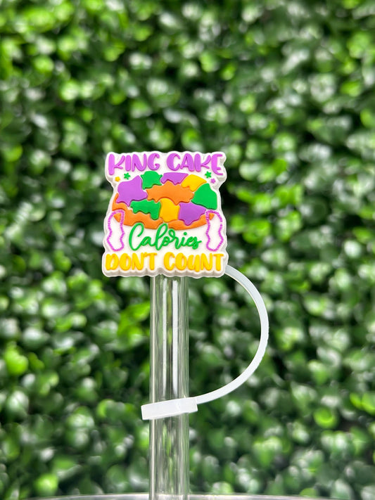 King Cake Calories Don’t Count Mardi Gras Straw Topper