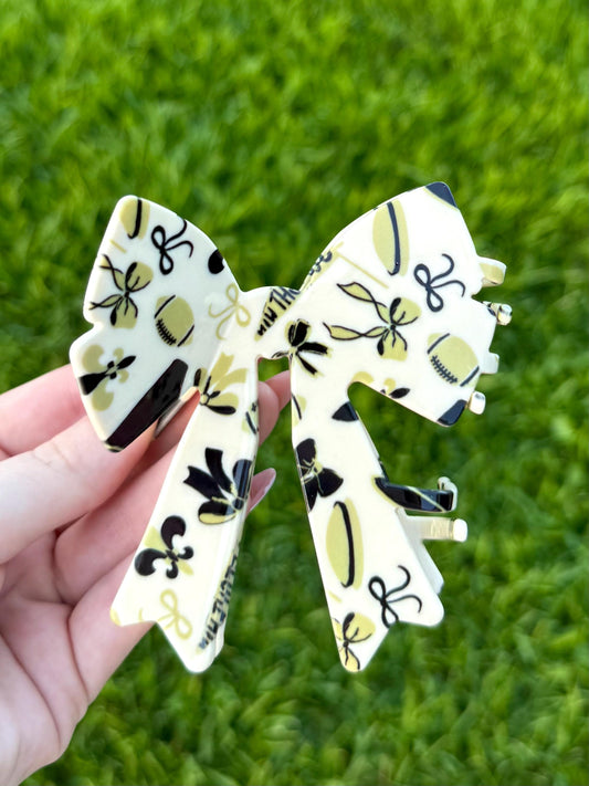 Black and Gold Bow Claw Clip