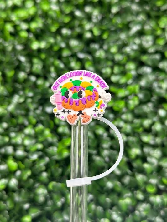 Out Here Lookin Like a Snack King Cake Mardi Gras Straw Topper