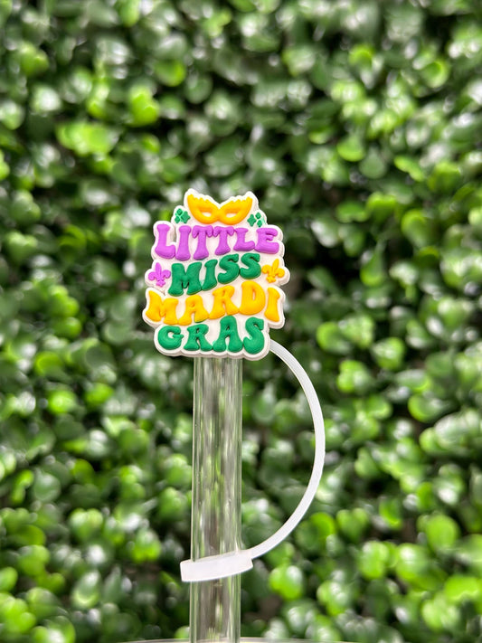 Little Miss Mardi Gras Straw Topper