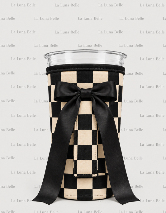 Pre Order: Tan & Black Checker Large Cup Sleeve