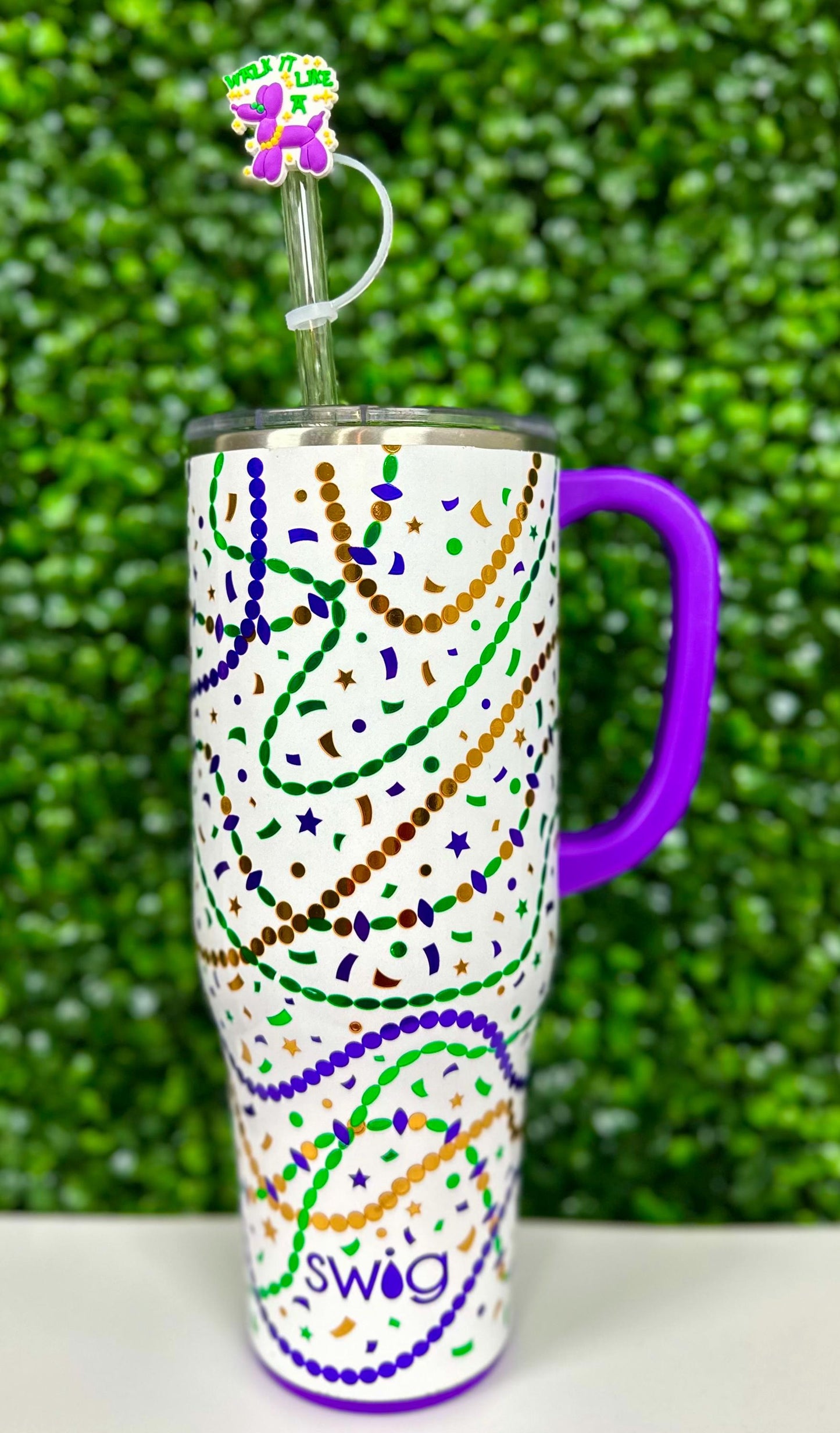 Walk It Like A Dog Mardi Gras Straw Topper